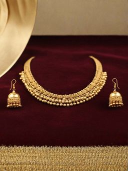 I Jewels - Gold-Plated Oxidised Ghungroo Jewellery Set