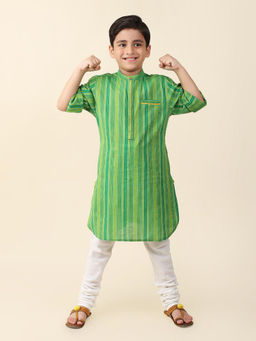 Fabindia - Green Cotton Woven Long Kurta