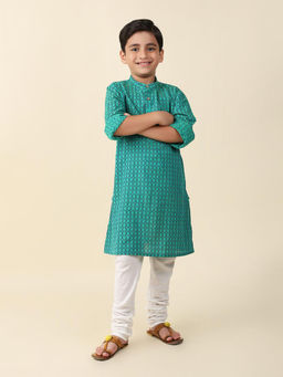 Fabindia - Teal Cotton Printed Long Kurta