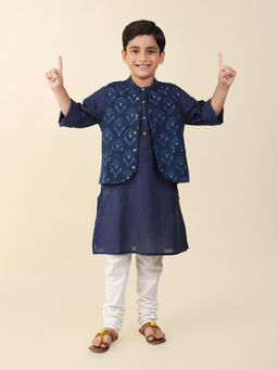 Fabindia - Blue Cotton Printed Kurta (Set of 2)