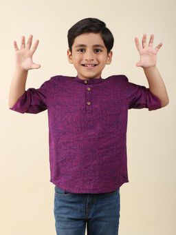 Fabindia - Purple Cotton Printed Short Kurta