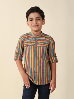 Fabindia - Multi Cotton Striped Short Kurta