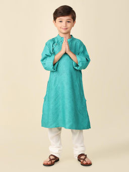 Fabindia - Blue Viscose Silk Printed Long Kurta