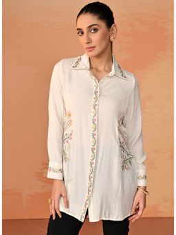 Lakshita - Ivory Embroidered Viscose Shirt