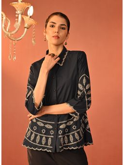 Lakshita - Black Embroidered Cotton Shirt