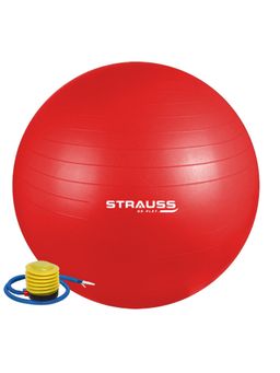 Strauss - Rubber Anti-Burst Gym Ball, Round Shape, 65 cm (Red)