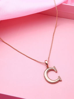 Estele - Rose Gold Plated Charming C Charm Alphabet Initials Pendant for Women