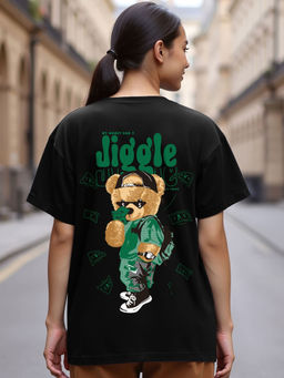 Bewakoof - Women's Black Money Don't Jiggle Graphic Printed Boyfriend T-shirt