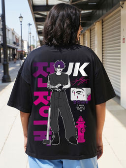 Bewakoof - Women's Black Graphic Printed Oversized Plus Size T-shirt