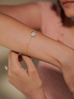 Divas Mantra - 92.5 Sterling Silver Up In The Clouds Bracelet with Rainbow Moon Stone