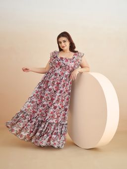 Miss Chase - Women Off White Georgette Sleeveless Dress