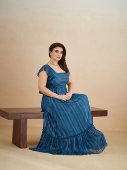 Miss Chase - Women Teal Georgette Sleeveless Dress