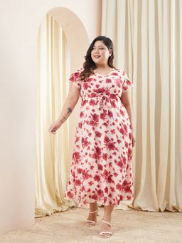 Miss Chase - Women Pink Georgette Half Sleeves Dress