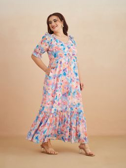 Miss Chase - Women Multi-Color Georgette Half Sleeves Dress