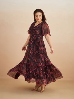 Miss Chase - Women Multi-Color Chiffon Half Sleeves Dress