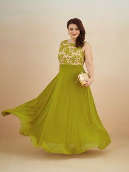 Miss Chase - Women Green Georgette Sleeveless Dress