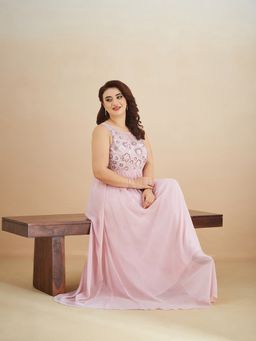 Miss Chase - Women Pink Georgette Sleeveless Dress