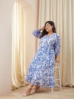 Miss Chase - Women White Chiffon Three Fourth Sleeves Dress