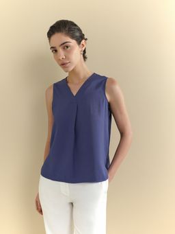 Fable Street - Women Blue Polyester Sleeveless Top