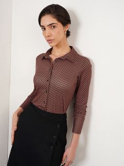 FableStreet - Women Pink Polyester Full Sleeves Shirt