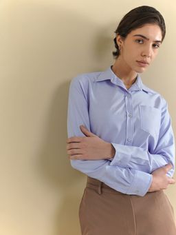 FableStreet - Women Blue Cotton Full Sleeves Shirt