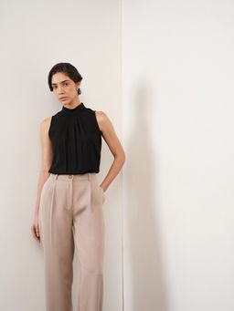 FableStreet - Women Black Polyester Sleeveless Top