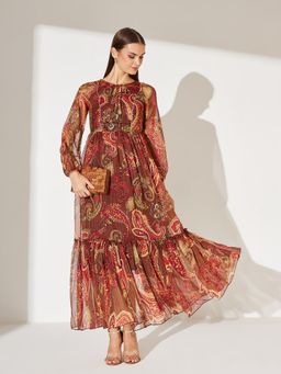 Miss Chase - Women Brown Polyester Full Sleeves Dress