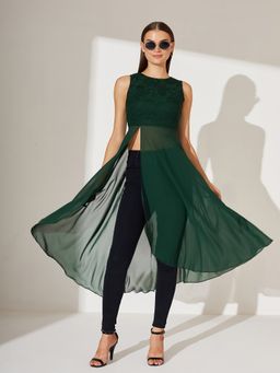 Miss Chase - Women Green Georgette Sleeveless Top