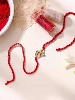 Zavya - Auspicious Lord Ganesh Ji with Cubic Zirconia Gold-Plated Thread Rakhi