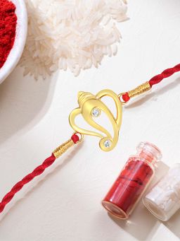 Zavya - Sacred Ganesh Ji with Cubic Zirconia Gold-Plated Sterling Silver Thread Rakhi