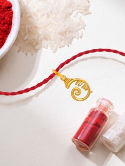 Zavya - Ganesh Ji Grace with Cubic Zirconia Gold-Plated Sterling Silver Thread Rakhi