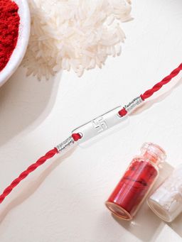 Zavya - Swastik Charm Rhodium-Plated Sterling Silver Thread Rakhi