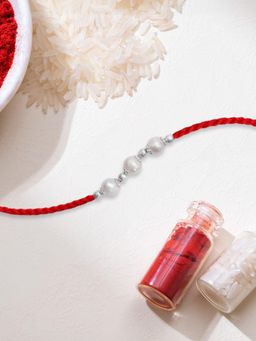 Zavya - Gesture of Love with Cubic Zirconia Rhodium-Plated Sterling Silver Thread Rakhi
