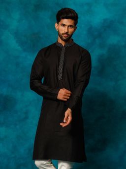 Vastramay - Men'S Black Cotton Blend Kurta