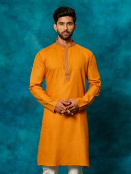 Vastramay - Men'S Yellow Cotton Blend Kurta