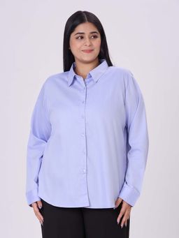 Style Quotient - Women Chambray Blue Formal Shirt