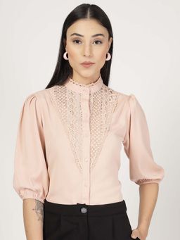 Style Quotient - Women Nude Three Quarter Sleeve Shirt