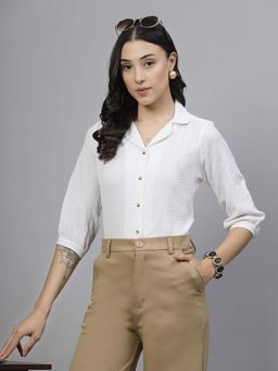 Style Quotient - Women White Textured Shirt