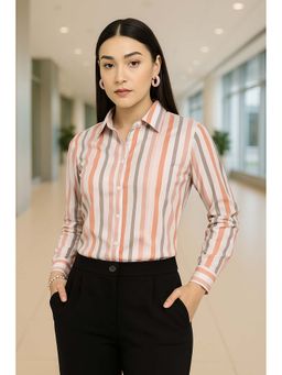Style Quotient - Women Multi-Color Striped Formal Polyester Shirt