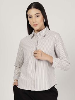 Style Quotient - Women Brown Striped Shirt