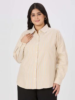 Style Quotient - Women Tan Polycotton Formal Shirt