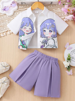 Hopscotch - 2-Piece Anime Print Shirt and Shorts