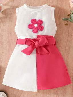 Hopscotch - 2-Piece Floral Applique Top and Skirt