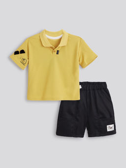 Hopscotch - 2-Piece Teddy Bear Print Polo T-Shirt and Shorts