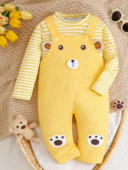 Hopscotch - 2-Piece Stripe Print T-Shirt and Dungaree