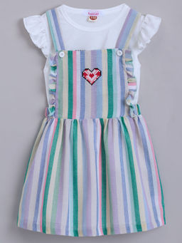 Hopscotch - Ruffle Embellished Casual Dress with T-Shirt