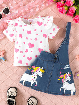 Hopscotch - 2-Piece Unicorn Print Top and Skirt