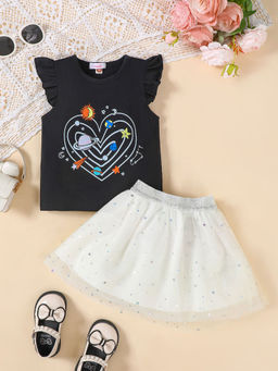 Hopscotch - 2-Piece Angle Sleeve Top and Skirt