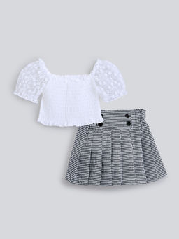 Hopscotch - 2-Piece Houndstooth Print Top and Skirt