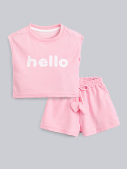 Hopscotch - 2-Piece Text Print T-Shirt and Shorts